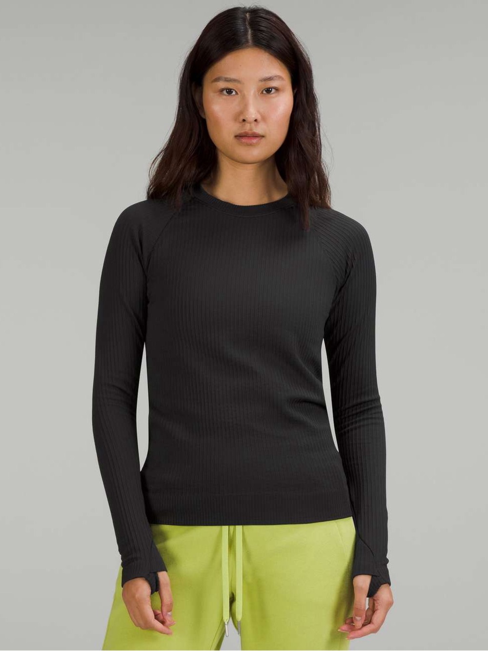 Lululemon Rest Less Pullover Long Sleeve Colour Rib Black